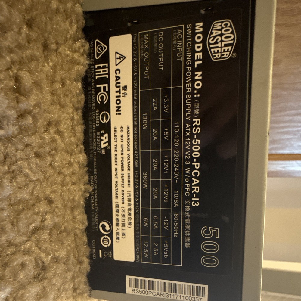 Cooler Master 500W ATX Power Supply