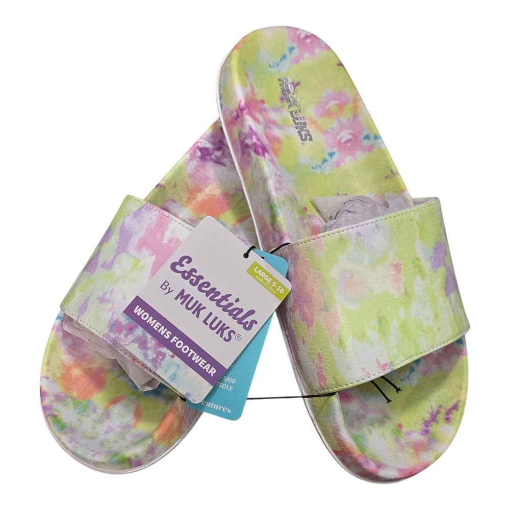 Womens Muk Luk Essentials Slides Cotton Candy Tie Dye  Beach Trip
