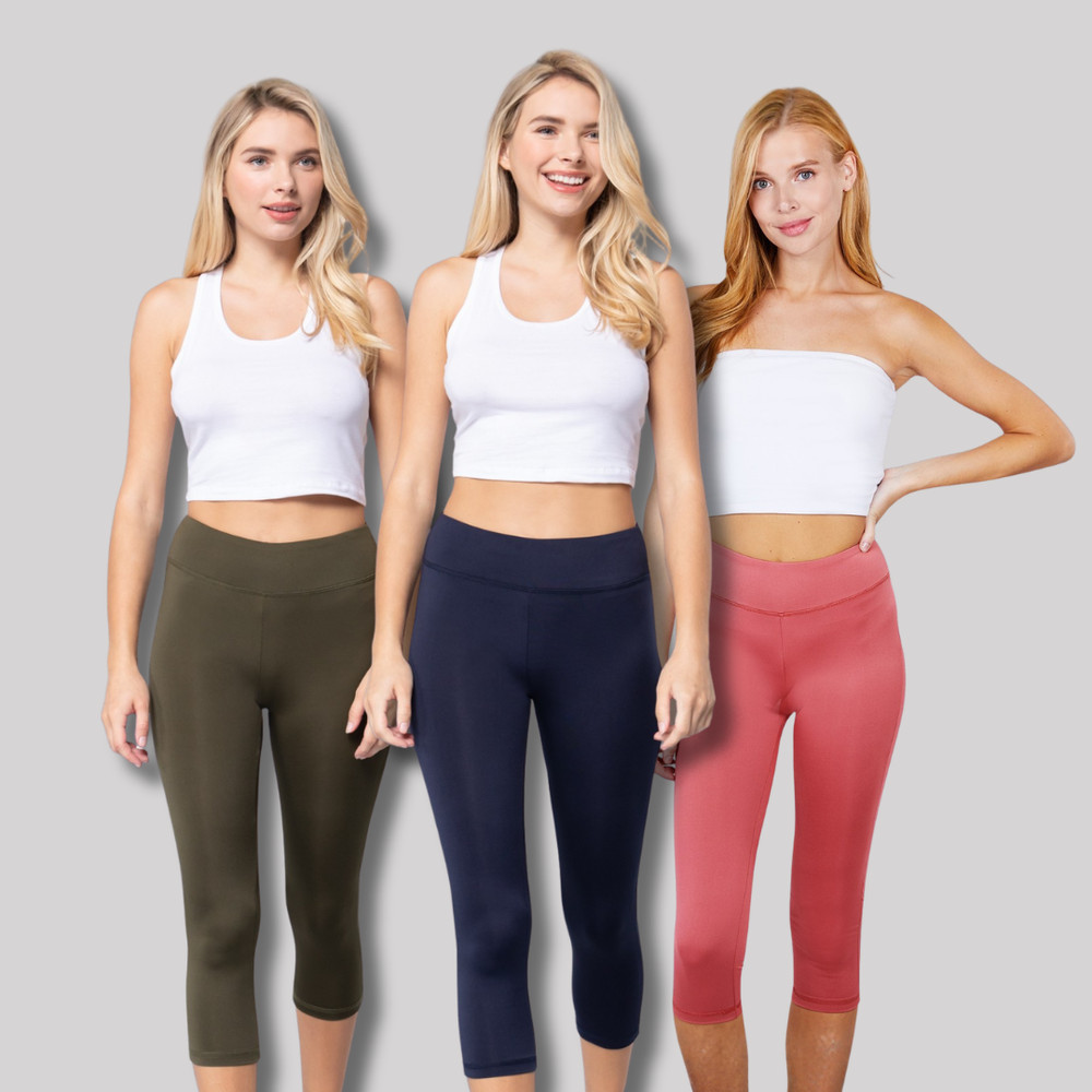 Women's Capri Work Out High Waist Leggings Great Stretch Gym Yoga Activewear