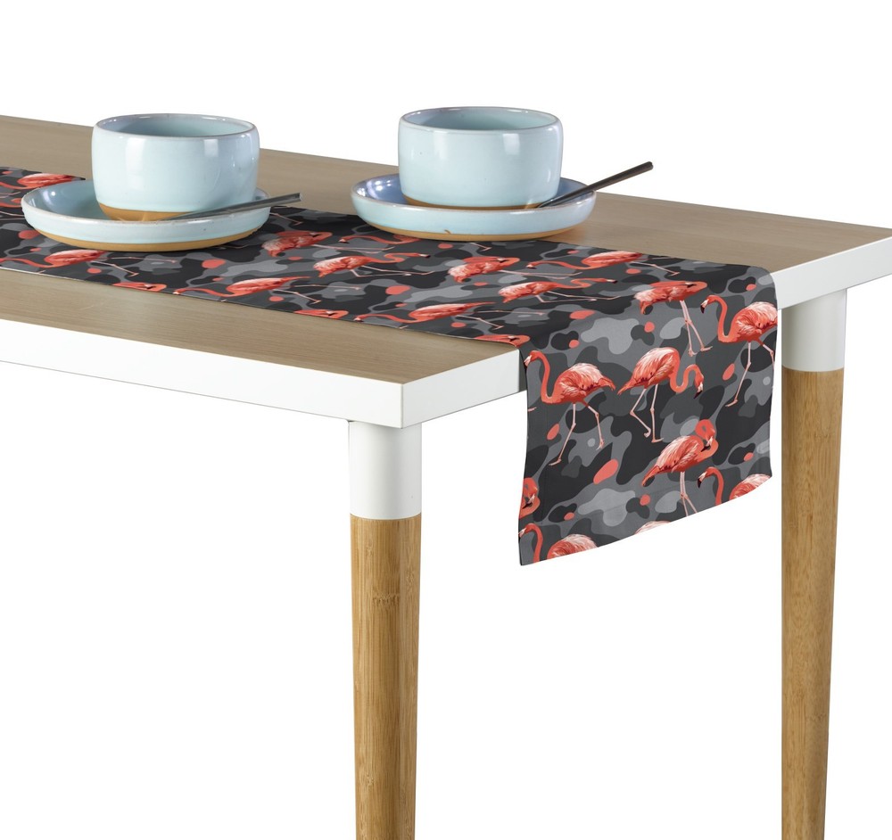 Abstract Flamingo Table Runners in 12x72 or 14x108 Sizes for Stylish Dining Decor-image
