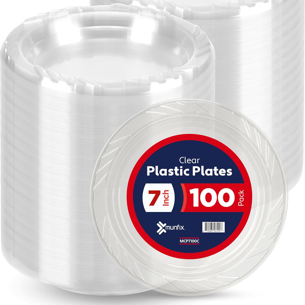 100 Clear Plastic Plates Set 7