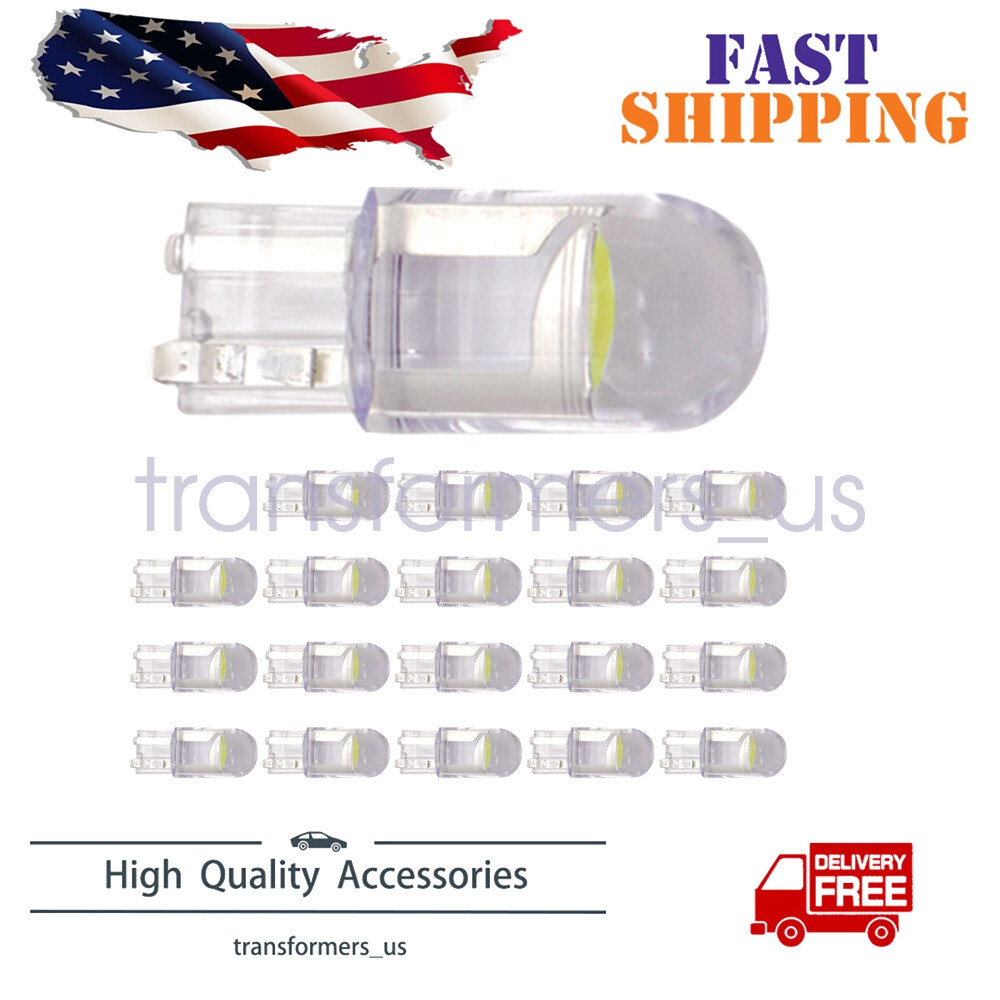 20X T10 194 168 W5W 2825 COB led License Plate Interior Light Bulbs 6000K White
