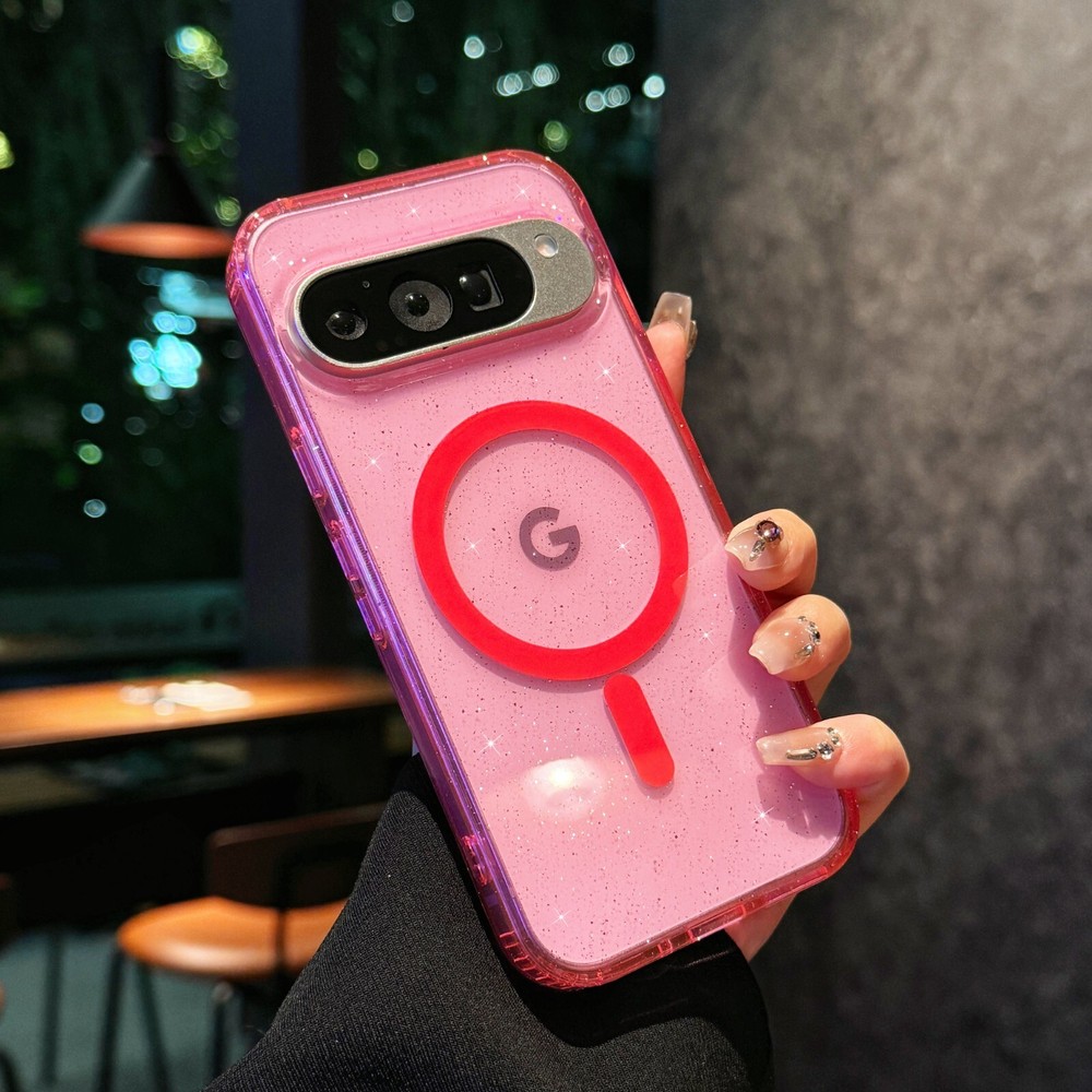 Google Pixel 9 Pro XL 9A 8 Pro MagSafe Glitter Clear Shockproof Case