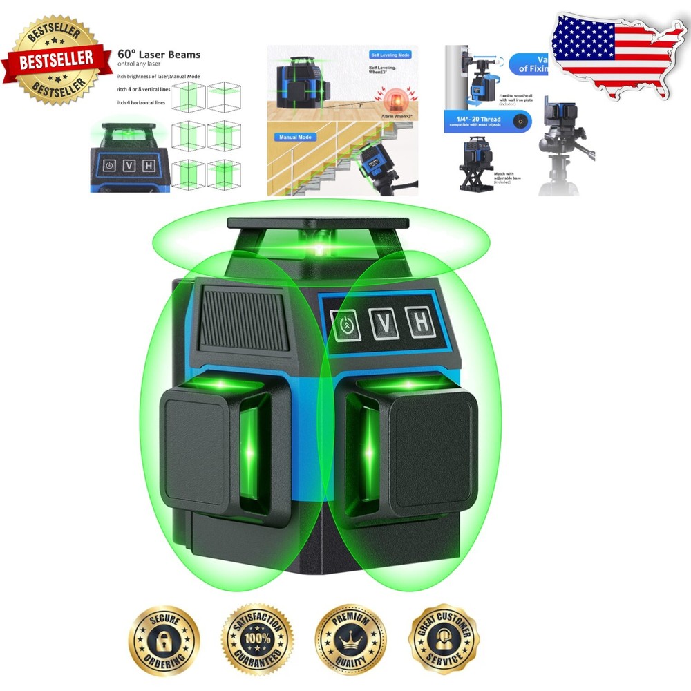 Professional-Grade 12-Line Green Laser Level - IP54 Rated for Every Environment