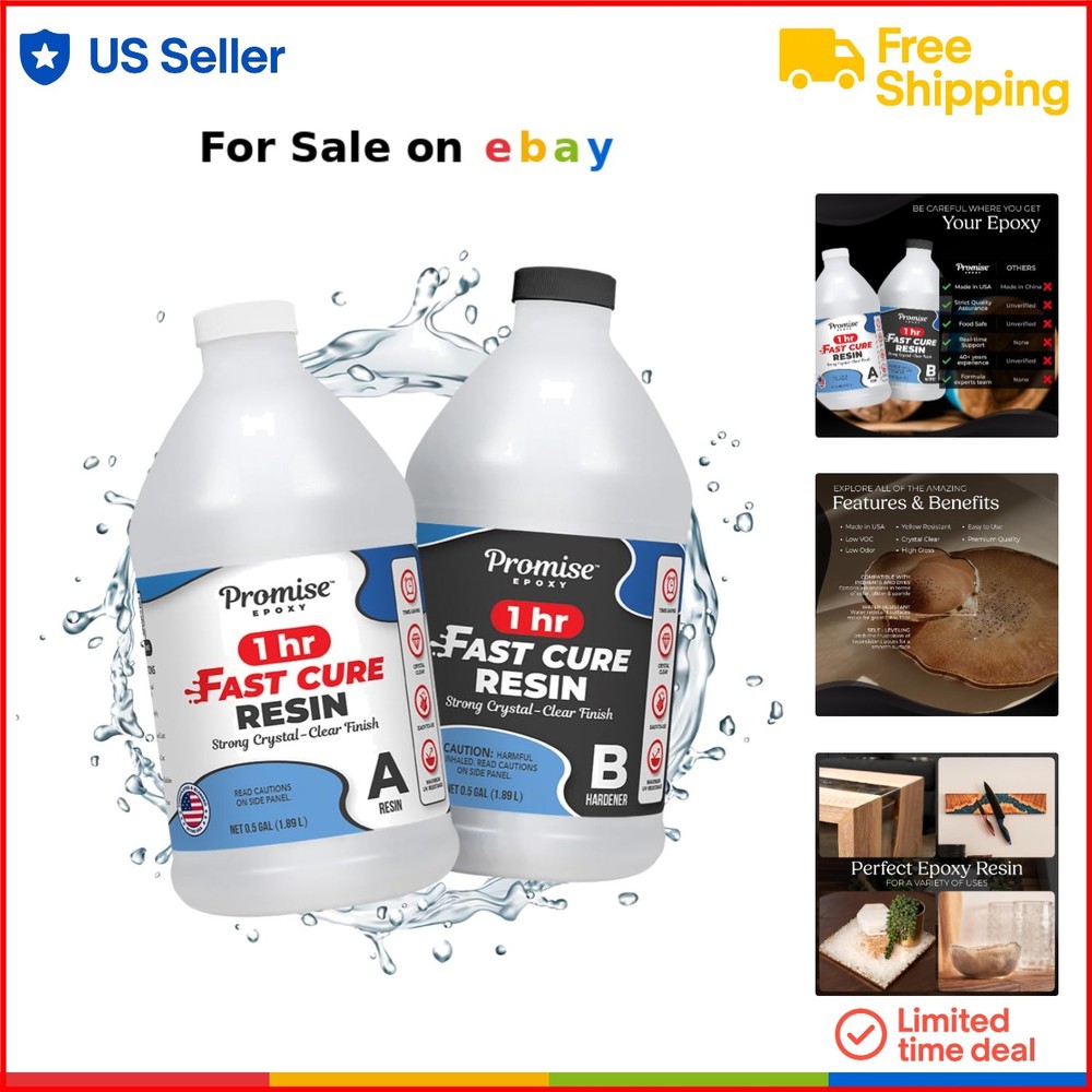 1 Gallon Clear UV-Resistant Fast-Cure Self-Leveling Epoxy Resin Coating