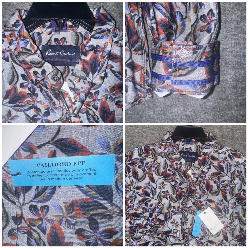 Robert Graham Ziton Mens Tailored Fit Floral Print Button Down Shirt XXL NEW