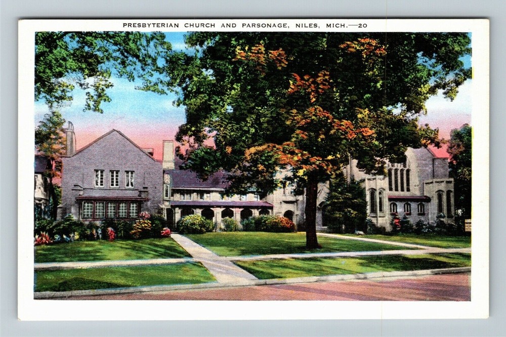 Niles MI-Michigan, Presbyterian Church And Parsonage, Vintage Postcard