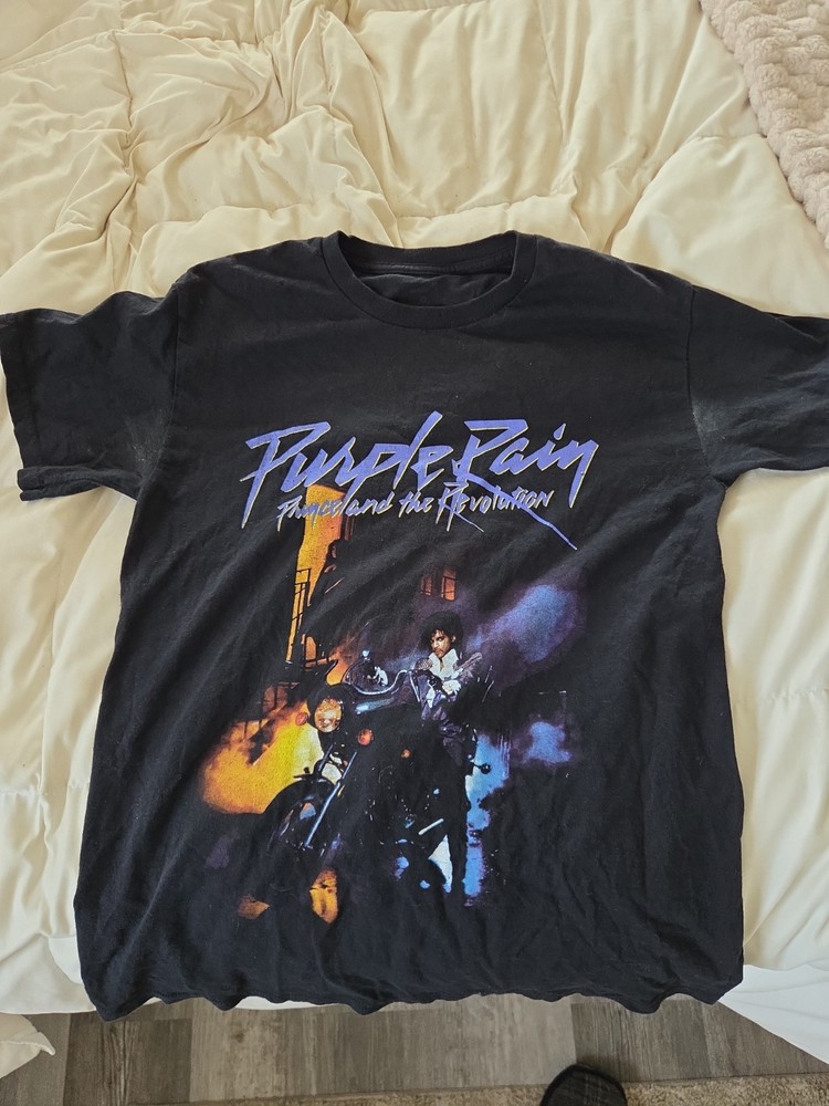 Purple Rain Graphic T‑Shirt Black Retro Band Tee Men’s Large Vintage Style