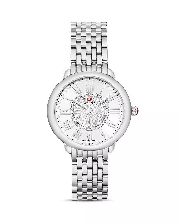Michele Serein Mid Stainless Steel Diamond Dial Watch 36mm Brand NEW