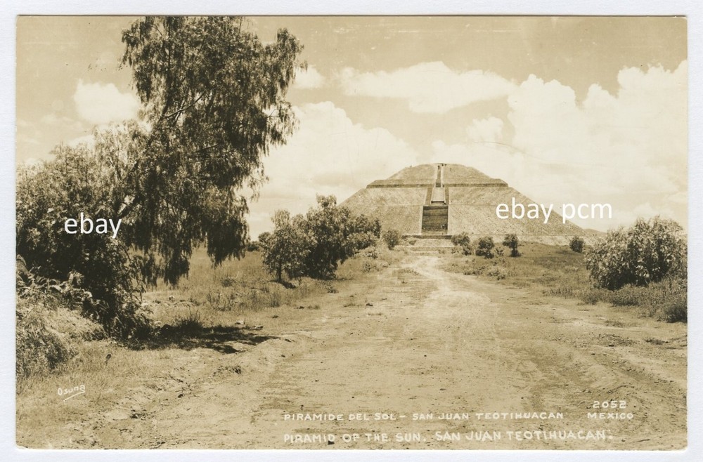 Pyramid of the Sun. Pirámide del Sol. San Juan Teotihuacan Mexico. Aztecs.  RPPC