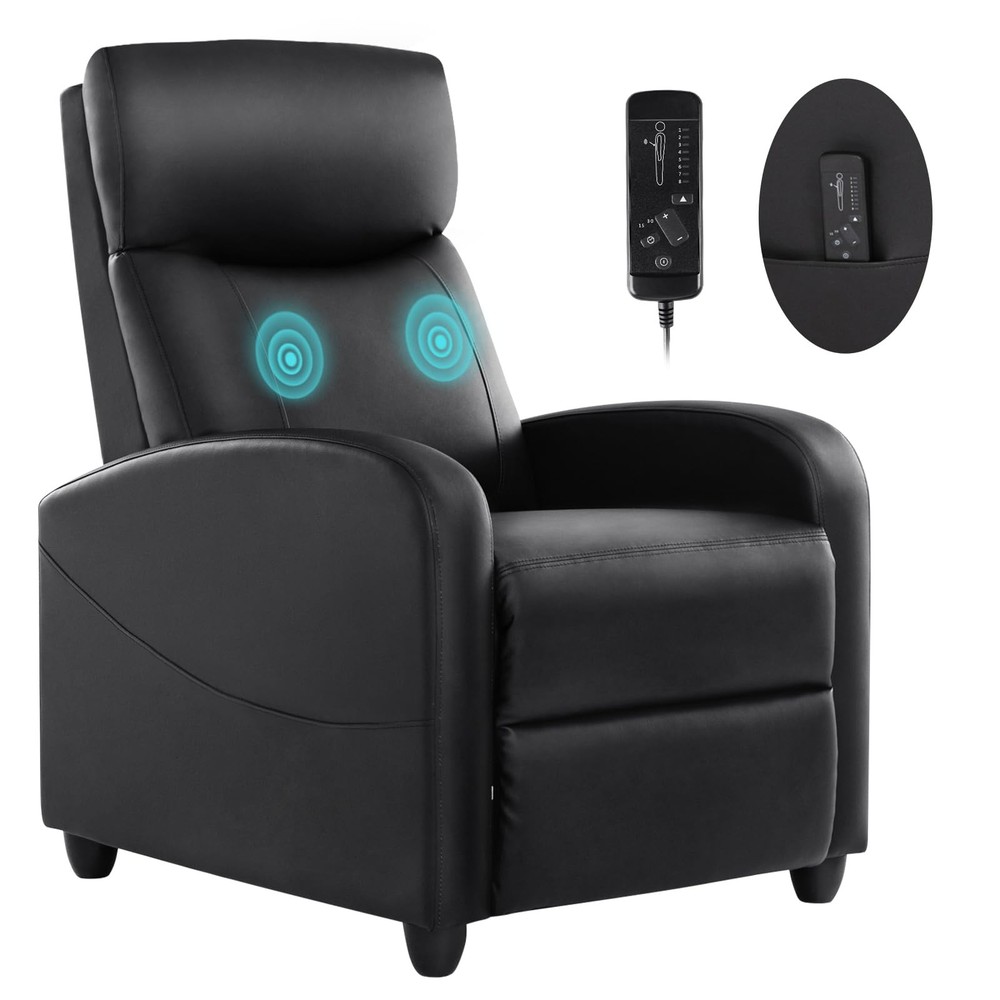 Massage Recliner Chair for Adults - PU Leather Home Theater Seating with Adjustable Backrest