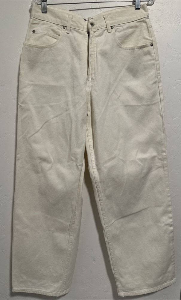 Vintage Anchor Blue Beyond Baggy Wide Leg Pants 32 X30 Off White USA Made  Y2K