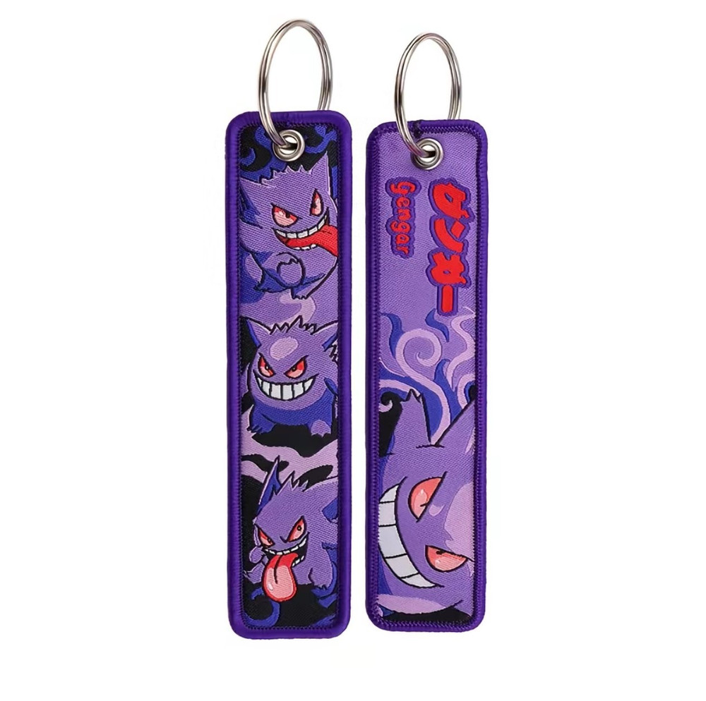 Gengar Pokemon Anime Manga Double-Sided Embroidered Jet Tag Keychain