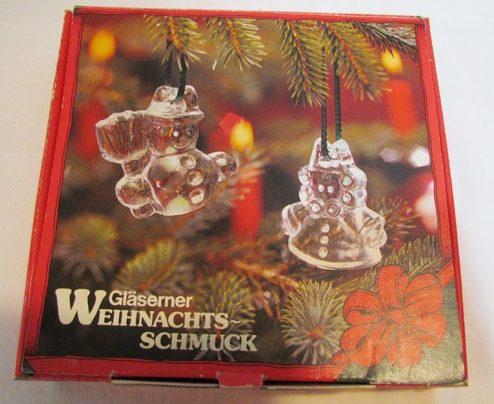 Goebel Charlottenhutte Vintage Glass Crystal Christmas Ornament Set Of 6 In Box