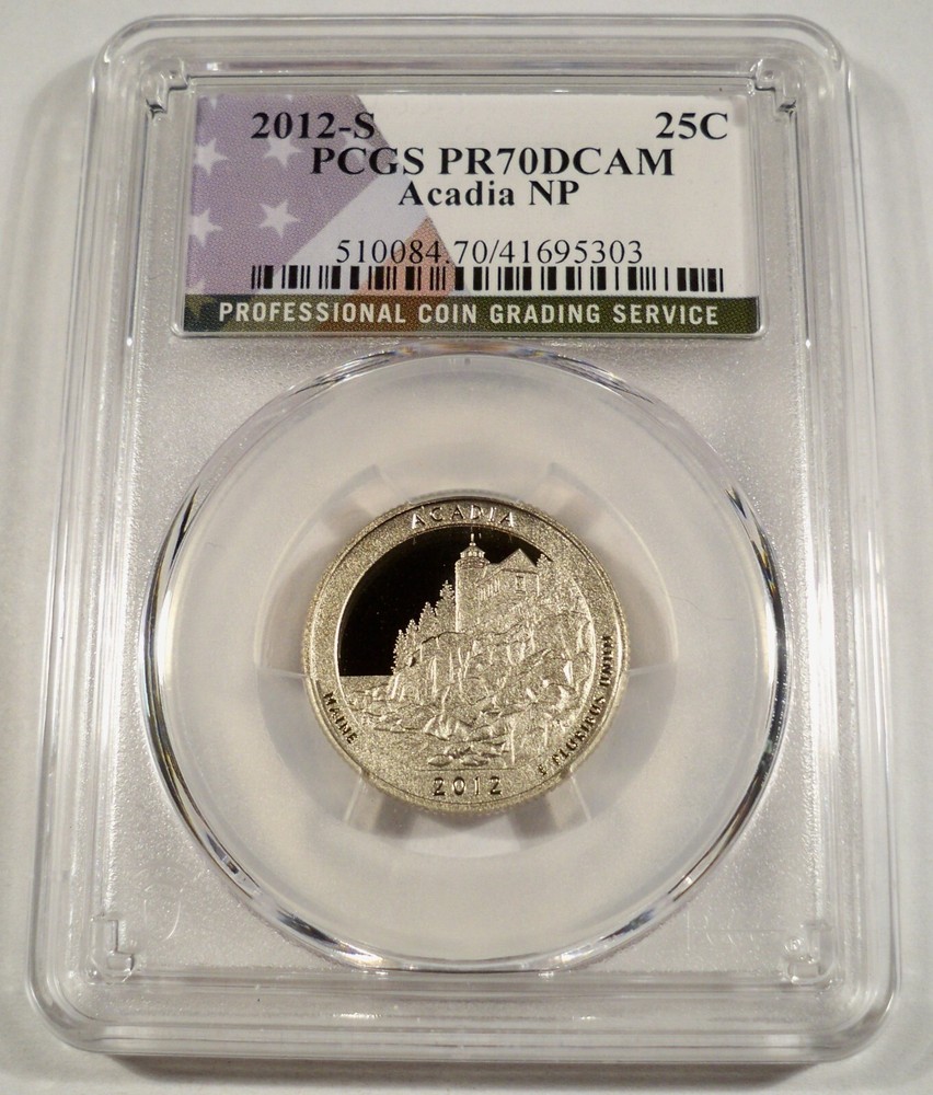 2012-S 25c CLAD PCGS PR70DCAM ACADIA NATIONAL PARK QUARTER PROOF DEEP CAMEO DC-image