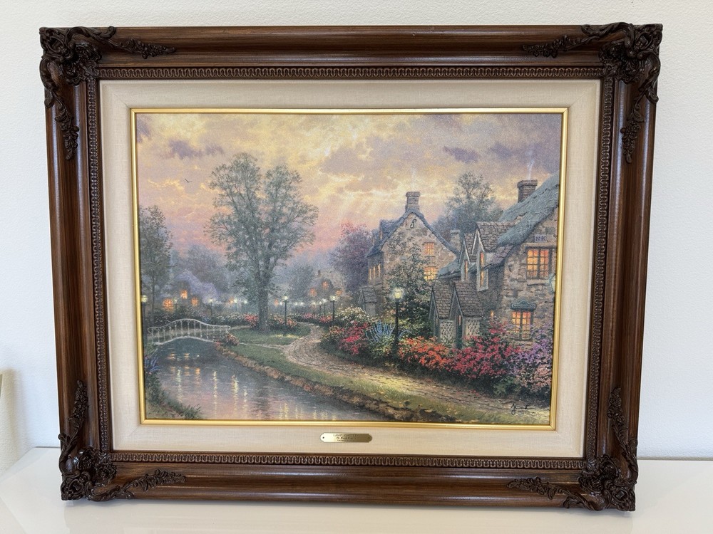 THOMAS KINKADE Lamplight Lane Canvas Lithograph A/P Limited Edition COA Signed