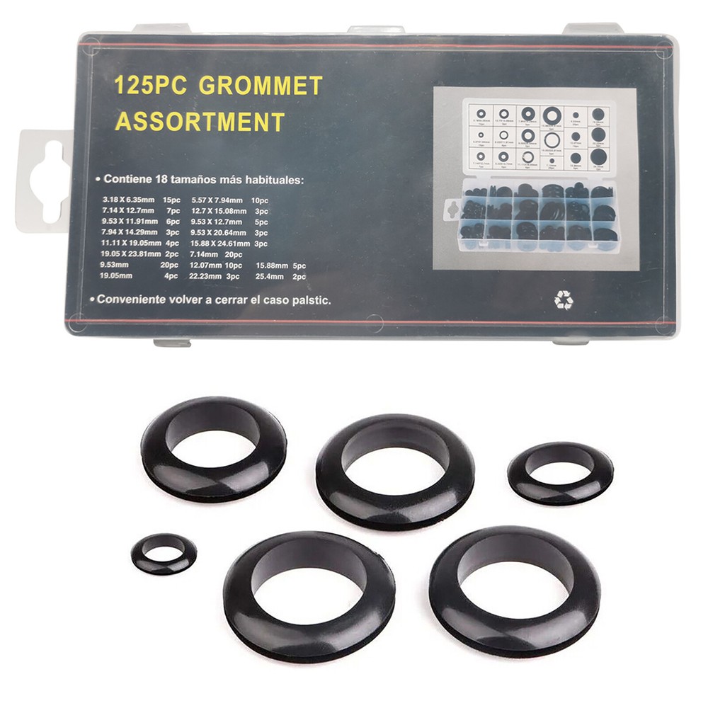125PCS Rubber Grommet Firewall Hole Plug Electrical Wiring Gasket Assortment
