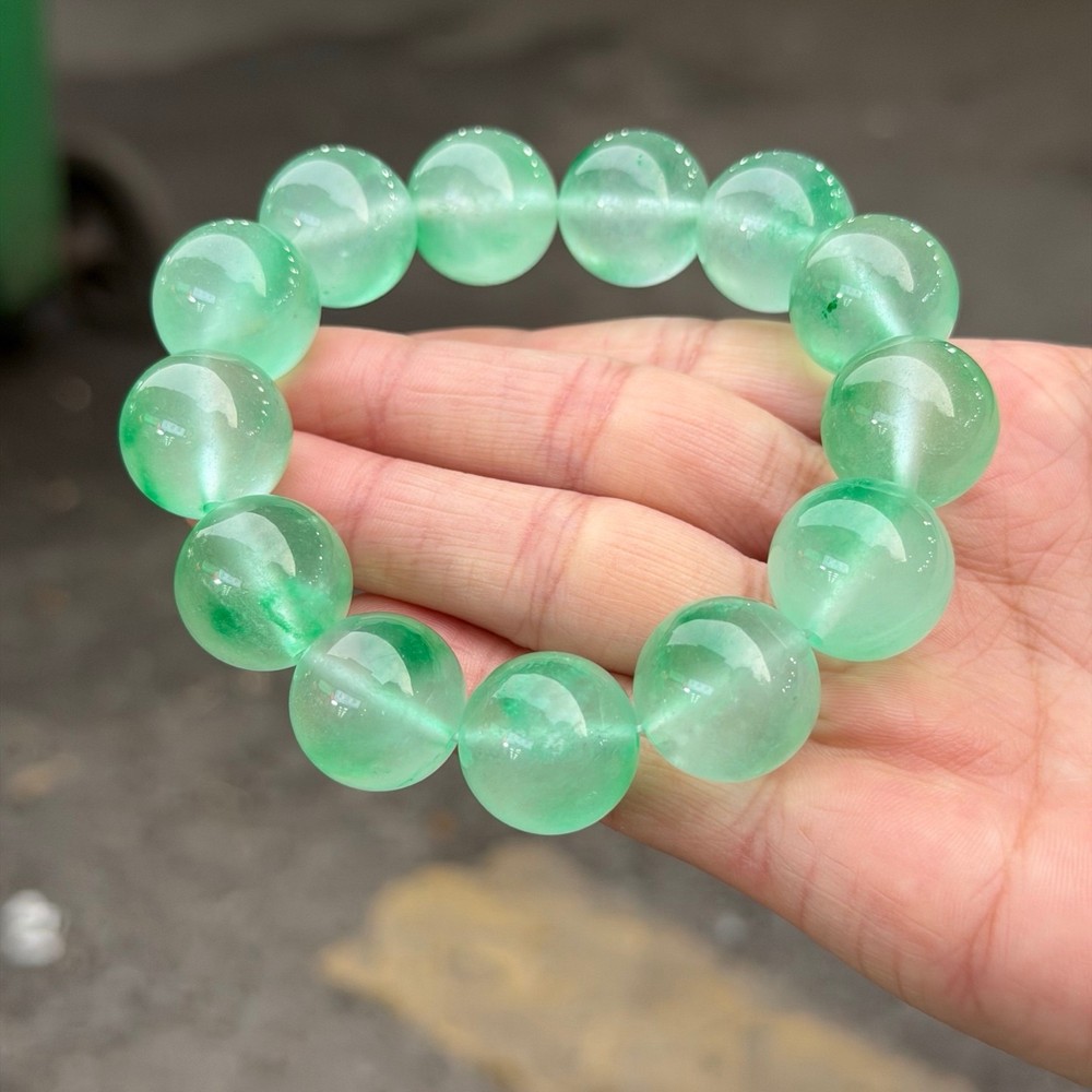 Real Natural Burmese Ice green Beads Jade jadeite Bracelets bangle  18MM