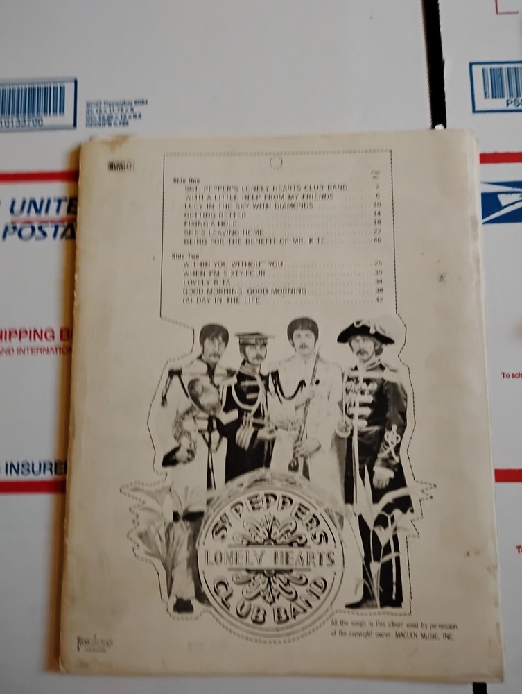 The Beatles Sgt. Pepper 1967 Songbook With Lyrics And Sheet Music