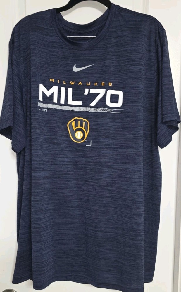 Milwaukee Brewers Nike Dri-fit Men's Short Sleeved T-shirt 2XL 