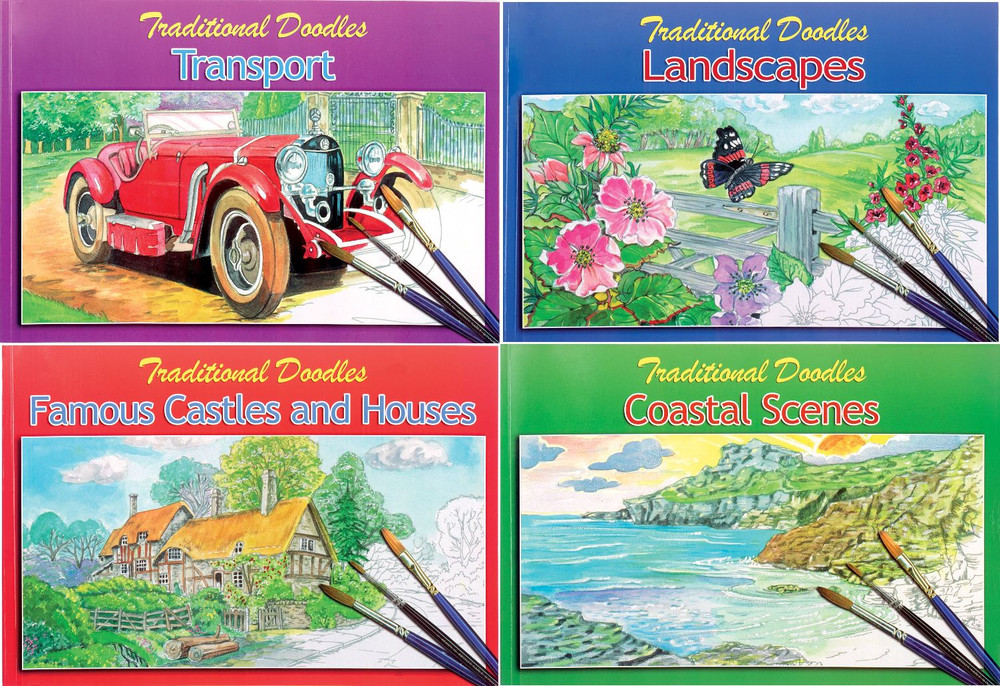 TRADITIONAL DOODLE COLOURING PAINTING SKETCH BOOKS FOR OLDER CHILDREN & ADULTS