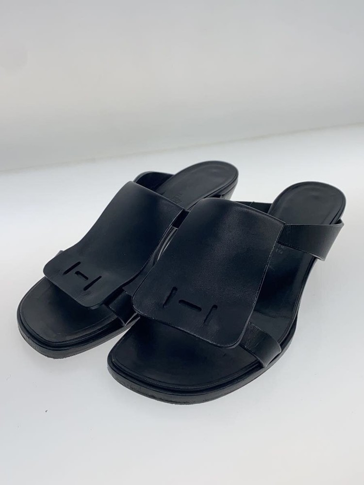 Authentic HERMES Black Leather Slip-On Sandals EU 36 Pre-Owned