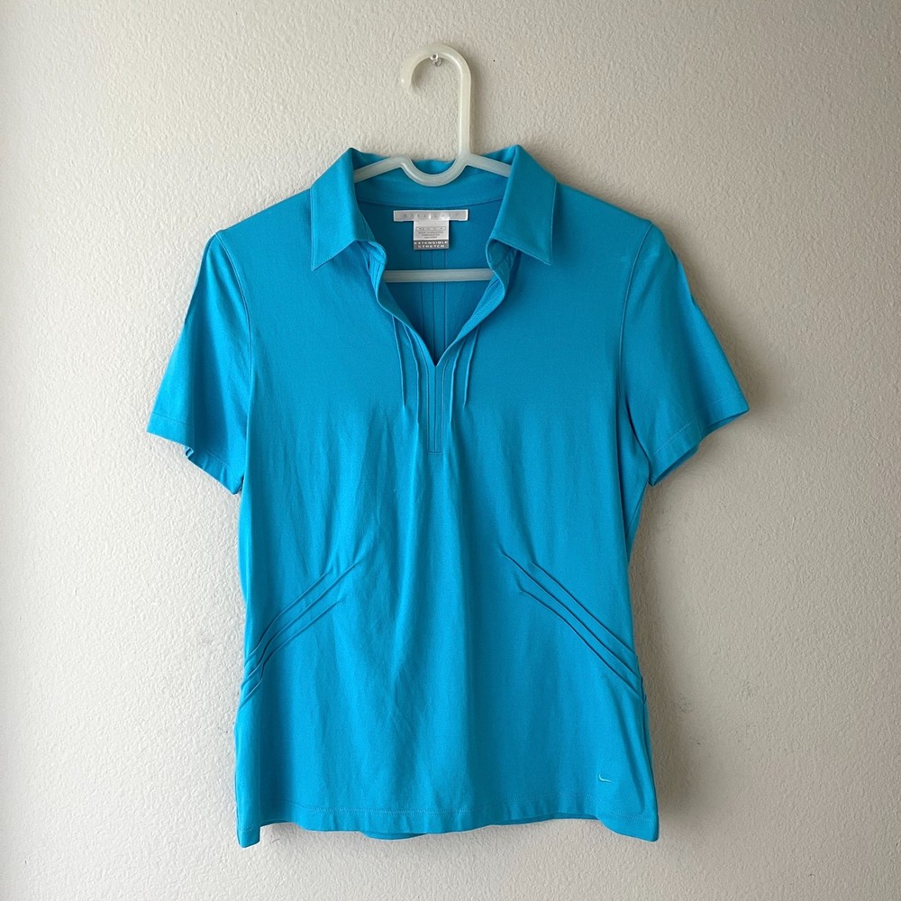 Nike Polo Shirt Womens Dri-FIT Short-Sleeve Golf Tennis Turquoise Blue Medium