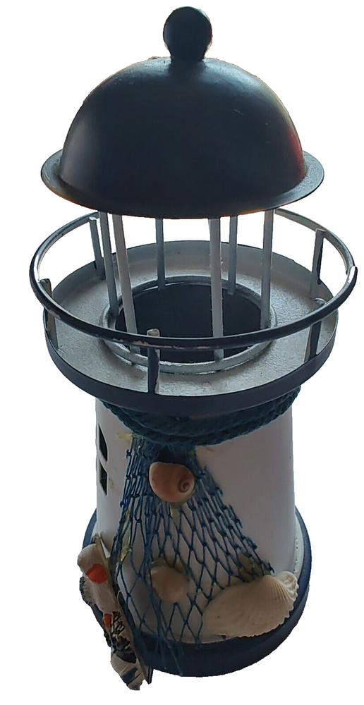 Lighthouse Blue White Home Table Decor Lights Up Battery Operated Working