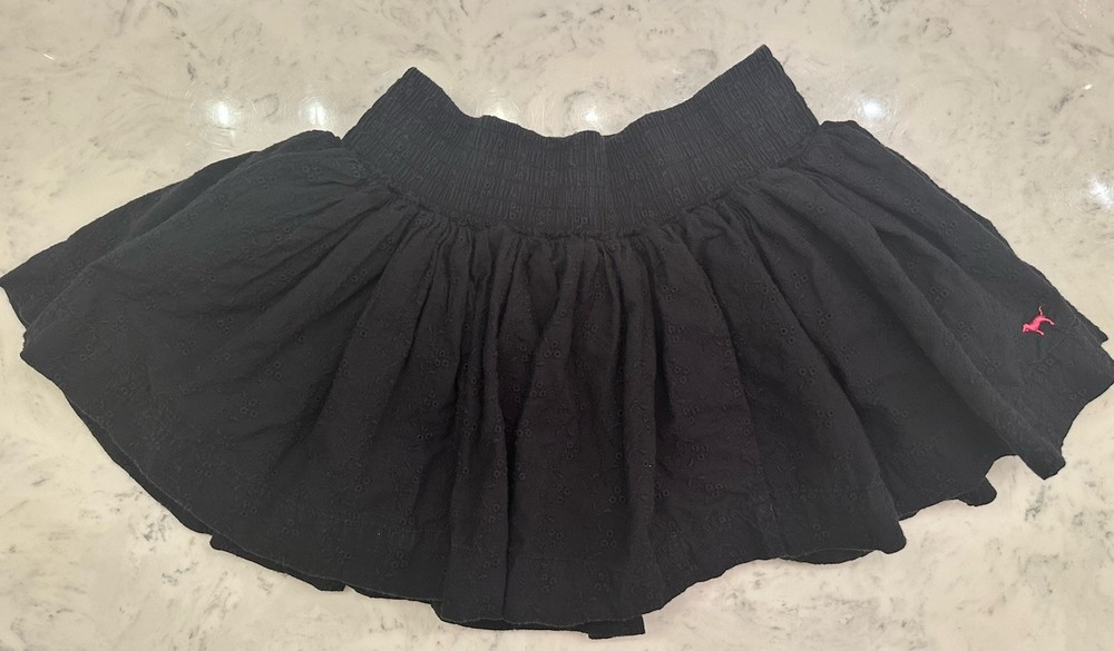 Y2K Victoria’s Secret PINK Black Skater Micro Mini Skirt Womens Sz XS Dog Lined