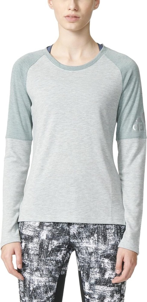 adidas Womens Performer Cover-Up Vapour Green Vapour/Matte Steel Shirt Small
