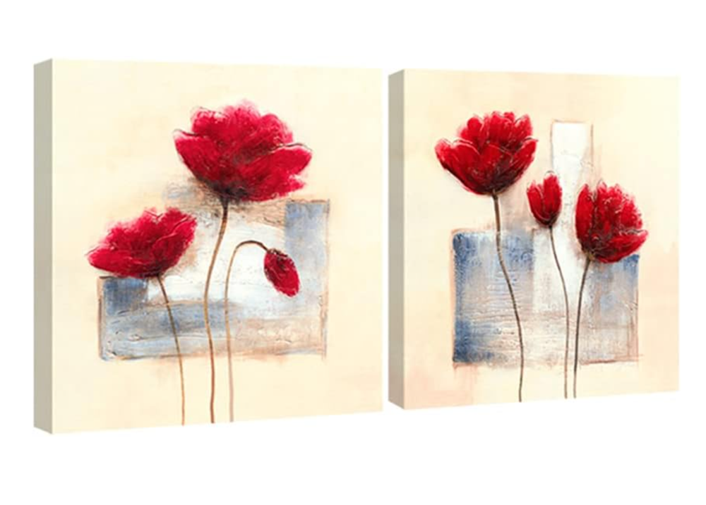 Wieco Art Charming Spring Floral Modern Abstract Artwork Canvas Prints 2 Panels