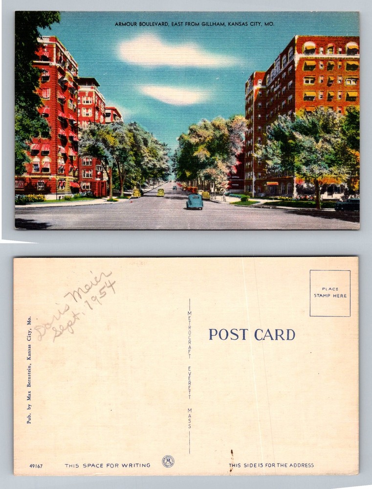 Kansas City, MO-Missouri, Armour Boulevard East From Gillham Vintage Postcard