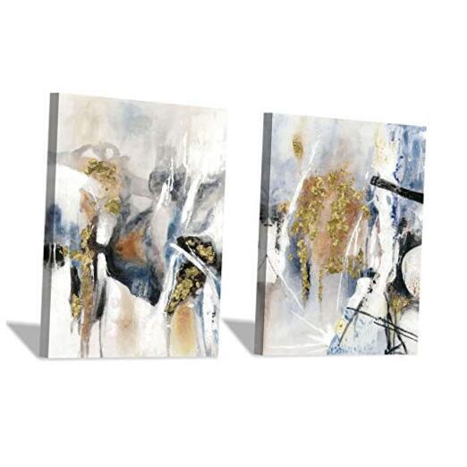 Abstract Canvas Wall Art Picture: Splash Gold 24