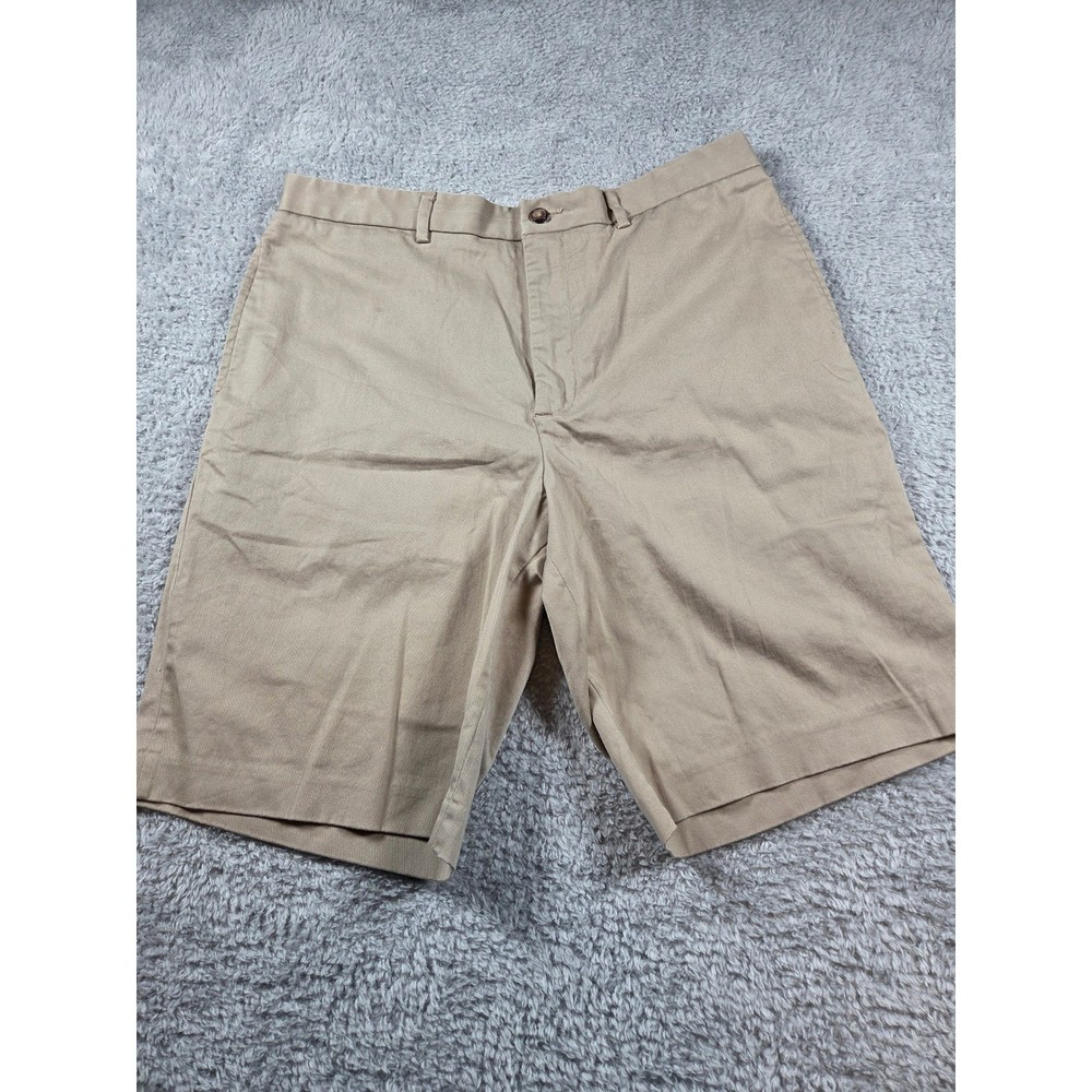 Greg Norman Chino Shorts 36 Khaki Mens Cotton Stretch Flat Front Golf Casual