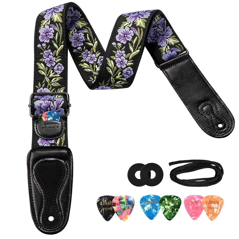 Flower Bass Strap, Flower Guitar Strap for Bass, Electric & Acoustic Guitar 2...