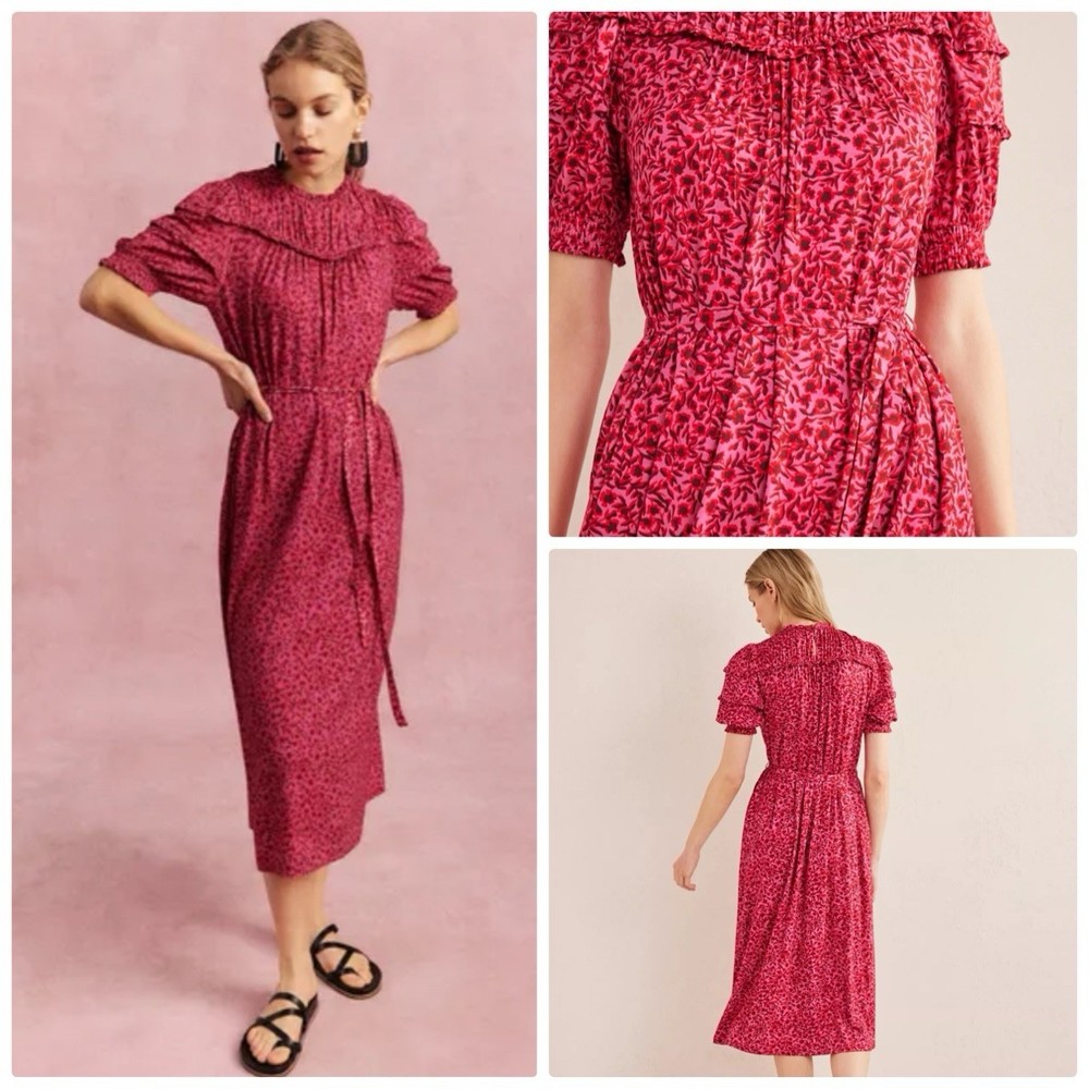 BODEN gin fizz abstract vine yoke detail jersey midi dress size 6 NWT-image