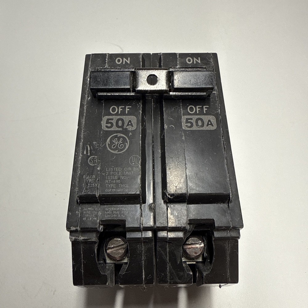 GE THQL2150 50 Amp 2-Pole Circuit Breaker – Type THQL – Used – Tested