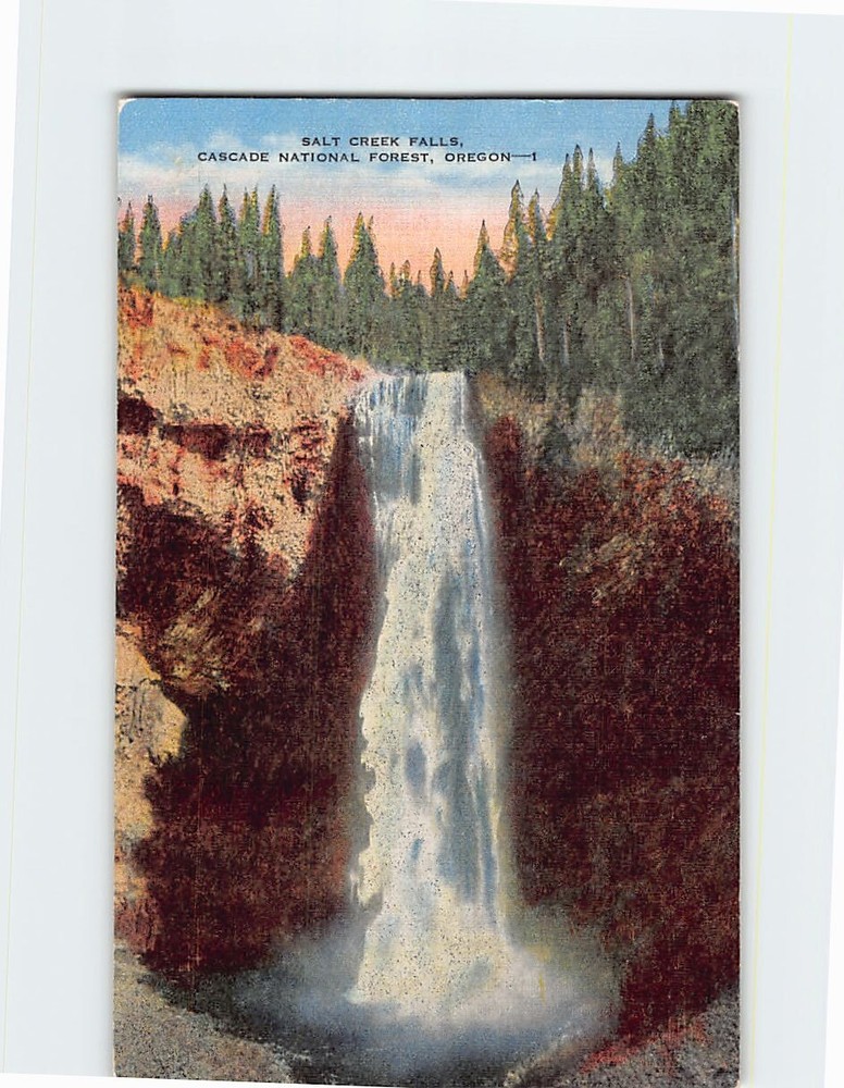 Postcard Salt Creek Falls Cascade National Forest Oregon USA