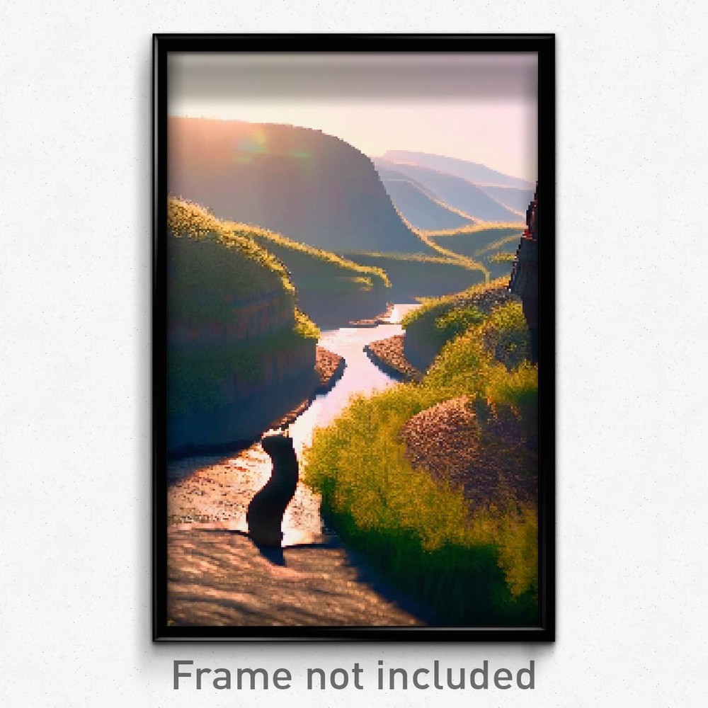 8 Bit Psychedelic Pixel Art Poster of Quaint Bend Video Game Scene