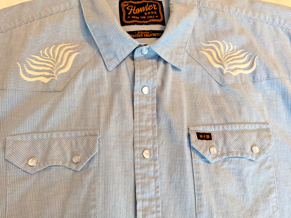HOWLER BROTHERS Western Snap CrossCut Deluxe Seagrass Men's SS Shirt Size XXL