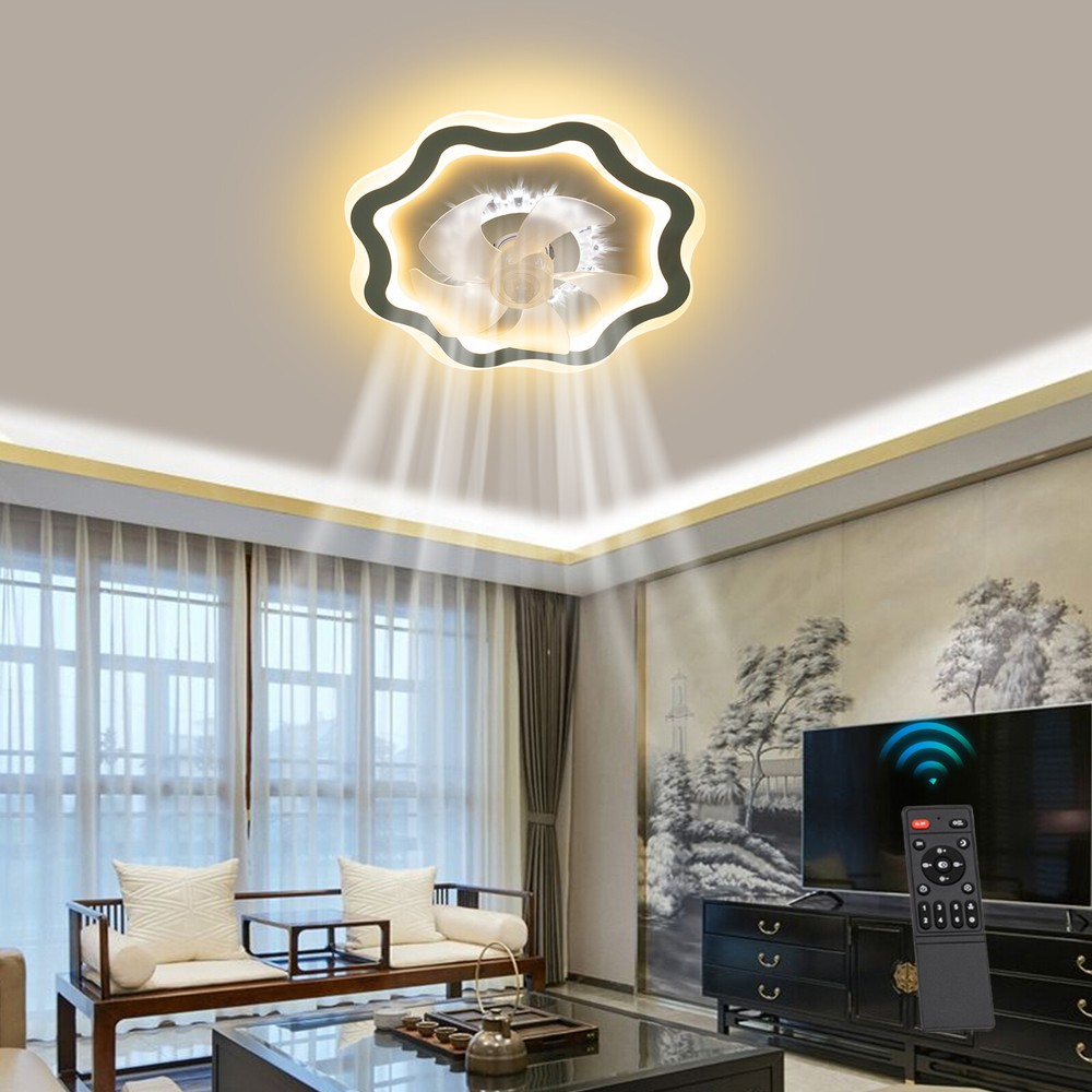 Modern 50*12 cm Ceiling Fan LED Light Dimmable Chandelier Lamp Remote Control