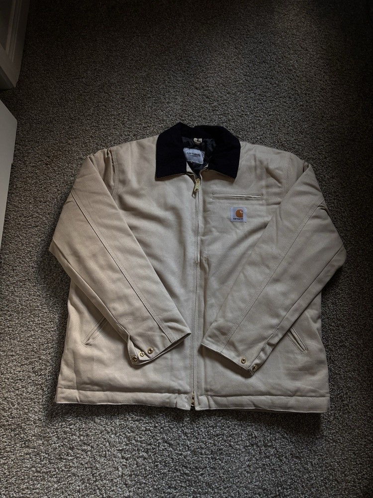 Carhartt WIP Detroit Jacket Cream Tan Size Large NWT Warm Lined Workwear Mens L