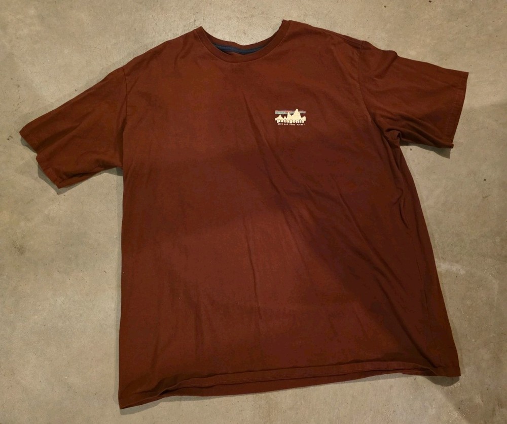 Patagonia T-Shirt Mens XL Maroon Cotton For Change Save Our Home Planet