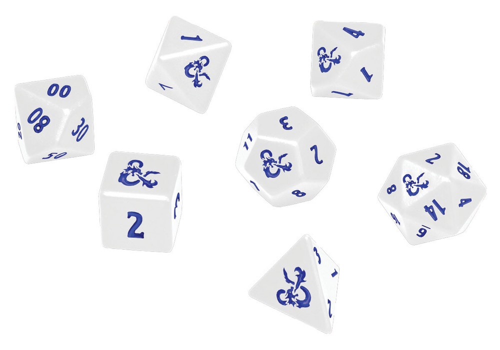 Dungeons and Dragons RPG: Icewind Dale Poly White and Blue Dice Set (7)