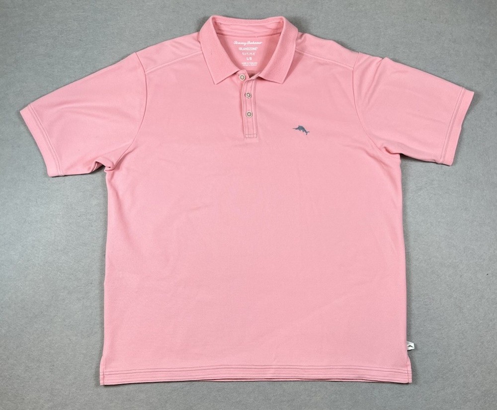 Tommy Bahama Men's Large Pink IslandZone Supima Cotton Polo Shirt