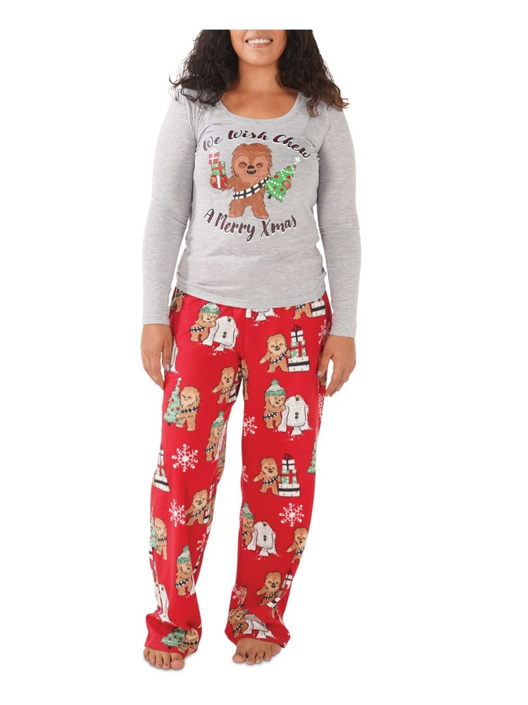 HYBRID APPAREL Womens Gray Long Sleeve Top Straight leg Pants Pajamas N/A S