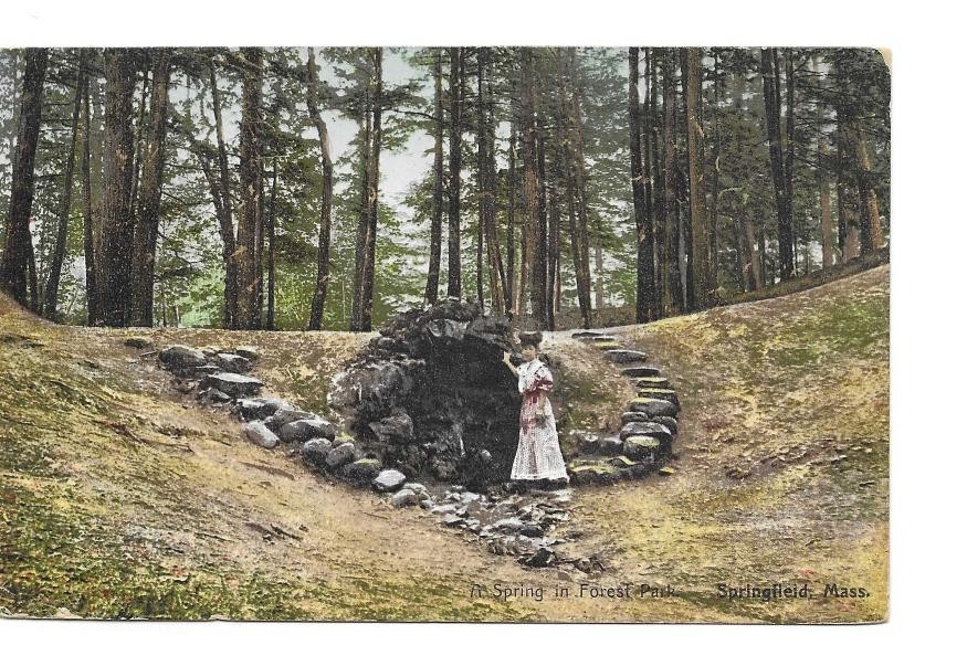 Vintage Postcard A Spring In Forest Park Springfield, MA PM 1908 001008