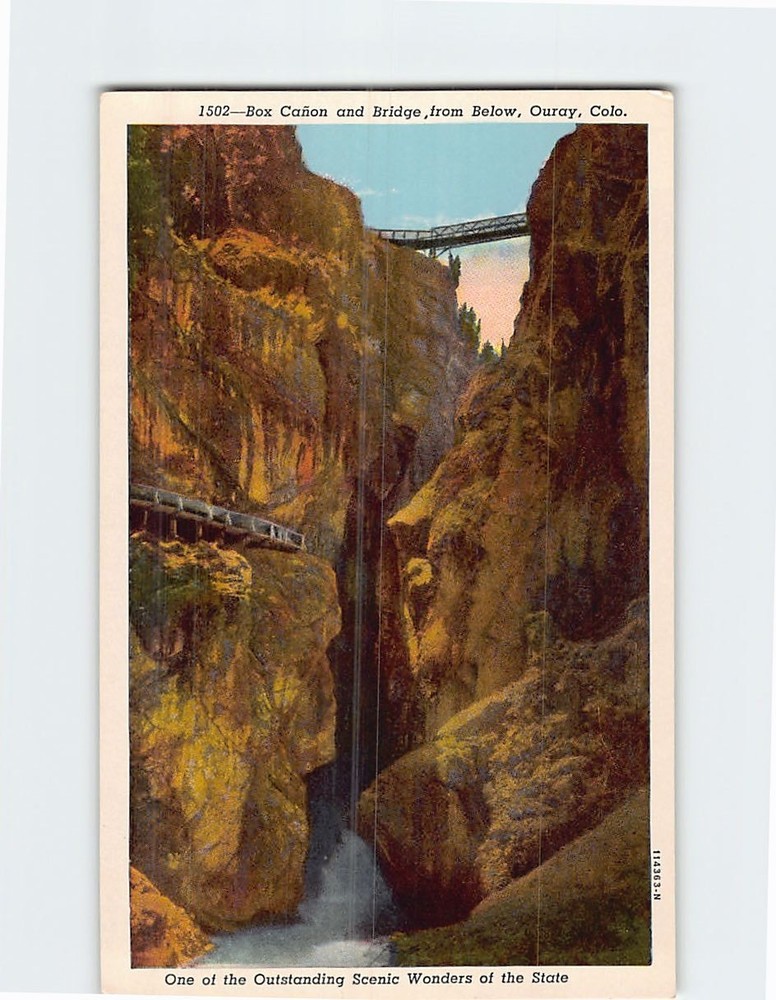 Postcard Box Canyon and Bridge Ouray Colorado USA