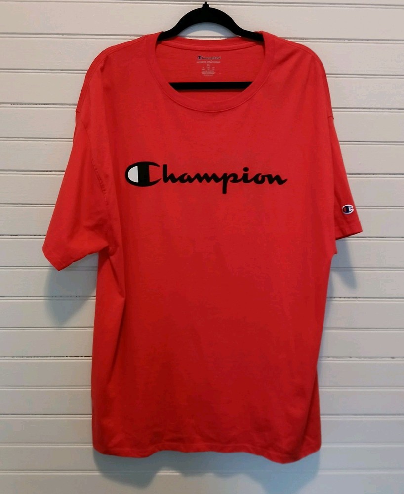 Champion T Shirt Red Men's XL Black Signature Logo Streetwear Tee