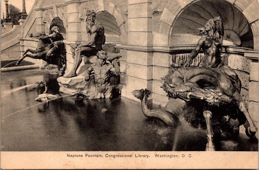 Dr Jim Stamps Postcard Neptune Fountain Congressional Library Washington Dc